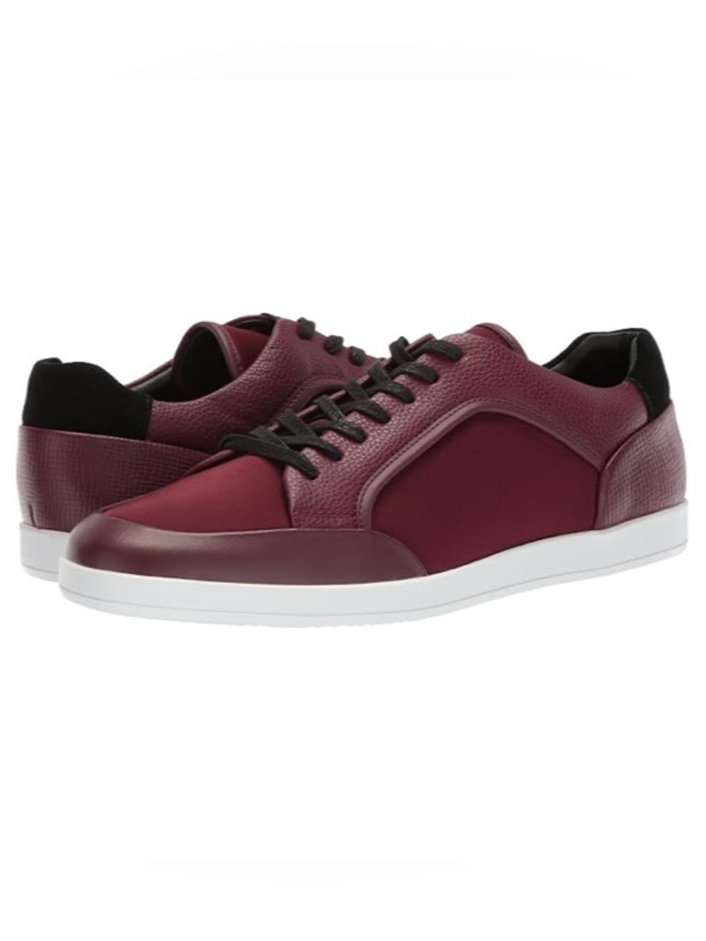 Calvin Klein Masen Sneaker Maroon Red Canvas Pebble Leather Shoe Mens Size 9